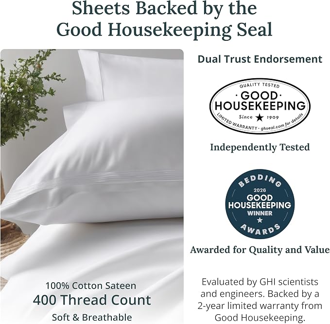 California Design Den Soft Twin Size 100% Cotton Sheet Sets, 400 Thread Count Good Housekeeping Award Winner, Silky Smooth Sateen Weave, Breathable and Durable Twin Bedding Set - Purple