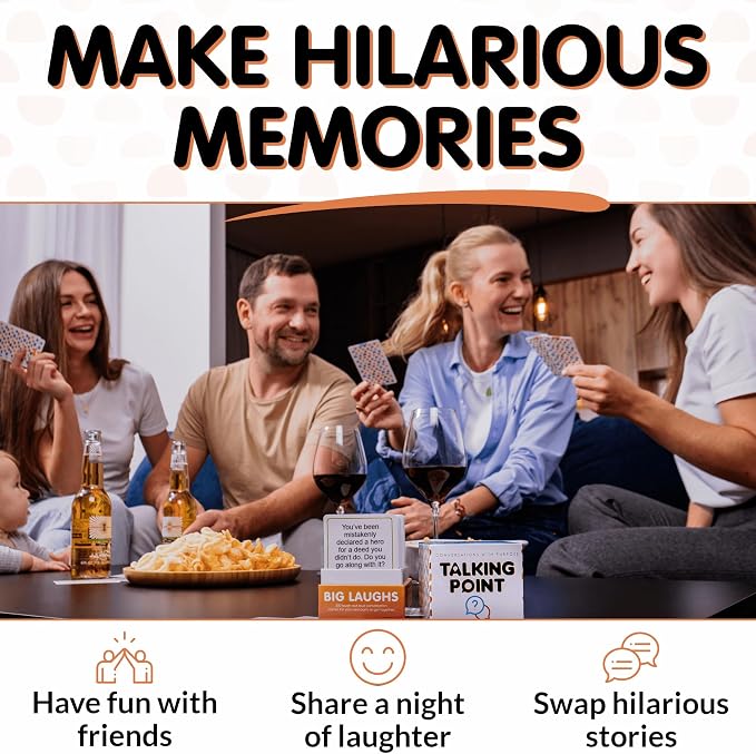 Funny Conversation Cards for Adults and Families - 200 Hilarious Questions and Conversation Starters - Group Game for Family Reunions, Parties & Game Night - Put Down Your Phones and Laugh Together