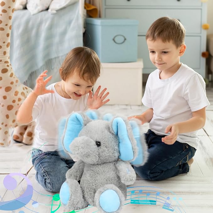 Talking Elephant Repeat What You Say Musical Stuffed Animal Shaking Singing Plush Toy Electric Interactive Animated Plushies Gifts for Kids Girls Boys