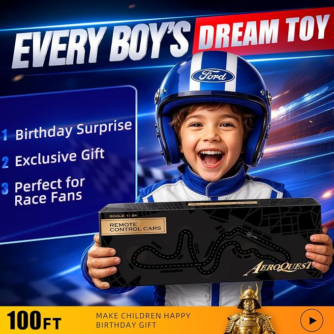 AEROQUEST Ford Remote Control Car,Officially Licensed Ford Shelby Super Snake,1:24 Scale Toy Car for Kids,Electric Sport Racing Hobby RC Cars,Birthday Gift for Boys and Girls（Blue）