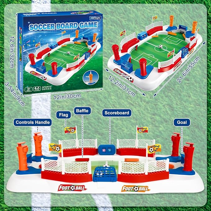 Soccer Board Game for Kids, Mini Football Tabletop Game Toy Interactive Pinball Soccer Toy with Score Counter & Dual Flipper, Indoor Family Tabletop Game, Birthday for Boys Girls Ages 6-12