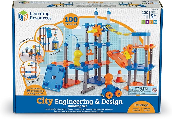 Learning Resources City Engineering & Design Building Set - Preschool Building Toys, STEM Toys for 5 Year Old, Kids Engineering Kit, STEM Gifts for Kids