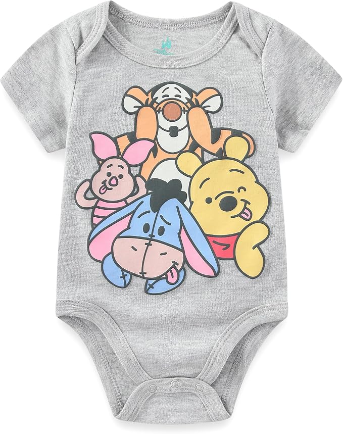 Disney Baby Toy Story Mickey Mouse Cars Winnie the Pooh Boys 3 Pack Bodysuit Creeper for Newborn and Infant