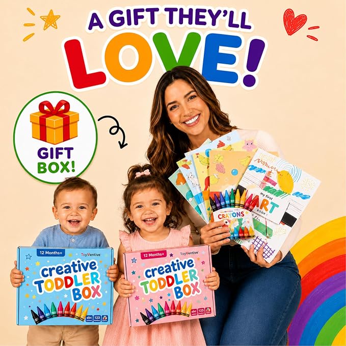 Coloring Books For Toddlers 1-3 with Jumbo Toddler Crayons - Toddler Coloring Set with Coloring Books for Kids Ages 3-5, Large Pages 8.5''x 11'', Simple Images & Crayons for Toddlers 1-3, in Pink Box