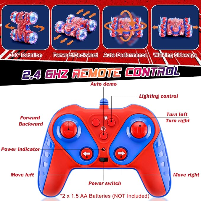 Punieayi Gesture Sensing Remote Control Car, 2.4Ghz RC Cars with Wholebody Light & Headlight, Hand Controlled Double Sided Rechargeable RC Stunt Car Toys for Boys 4-6 5-7 8-13