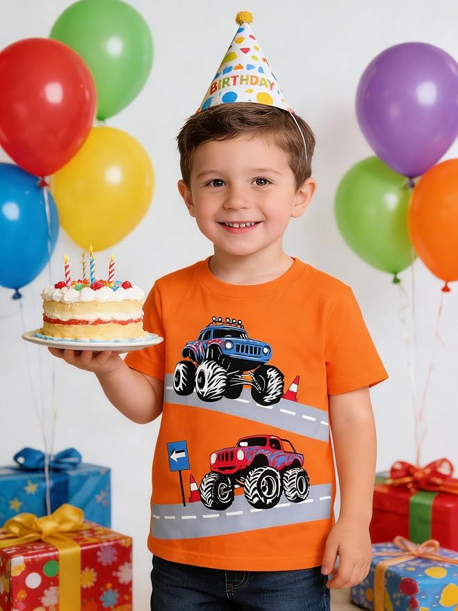 Funnycokid Toddler Boys Shirts Graphic T-Shirt Kids Short Sleeve Tees 2-7 Years