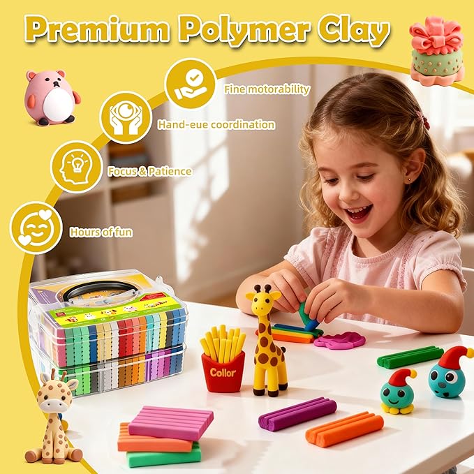 ARTpar 52 Colors Polymer Clay kit，Modeling Clay with Sculpting Tools for Starter,Oven Bake DIY Model Clay,Non-Toxic, Non-Sticky,Gift for Kids Adults