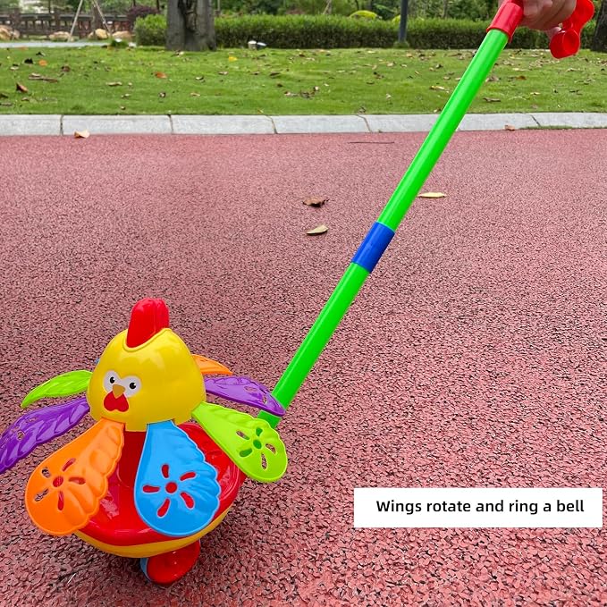 Toys car for Kids with Spinning Wings & Jingle Bell - Educational Fun for Christmas, Halloween, Thanksgiving, Birthday Gifts, Rooster Toys - Toddler Push Toys(Color Random)