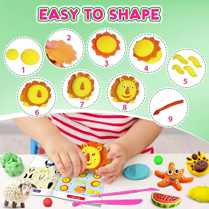 Air Dry Clay 138 Colors, Modeling Magic Clay Set with 5 Sculpting Tools, Arts Crafts Gift for Kids and Beginners