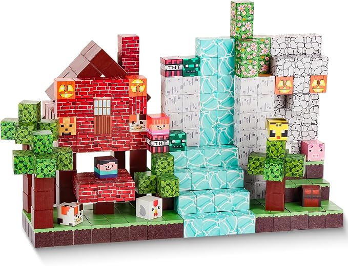 Magnetic Building Blocks Set -150PCS Magnetic Tiles with 10 Toy Figures & 10 Weapons, Educational Toys for Kids (Boys & Girls)