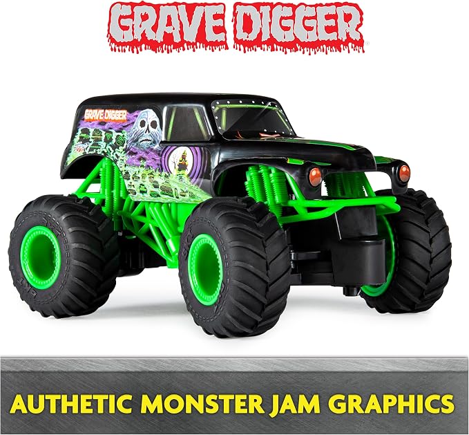 Monster Jam Official Grave Digger Remote Control Monster Truck, 1:24 Scale, 2.4 GHz, for Ages 4 and Up