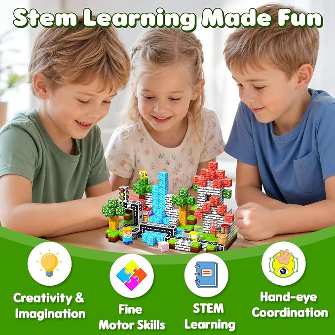 100PCS Magnetic Blocks, Magnetic Building Cube Set for Kids Ages 3+, Constructions STEM Stacking Tiles Toy Building Birthday Gifts for Boys Girls