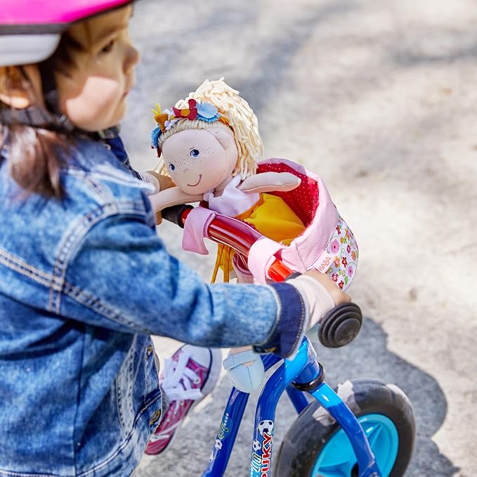 HABA Soft Doll Bike Seat – Baby Doll Accessories for Toddler and Seat Attachment for Scooters, Trikes & Bikes for Toddlers 18+ Months, Fits Most Plush Toys Up to 15”