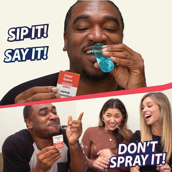 Swallow Your Words Card Games - Board Game for Family Game Night, Sip It, Say It, Don't Spray It, Multiplayer Game, Guess The Phrase Before The Timer Runs Out, Ages 8+