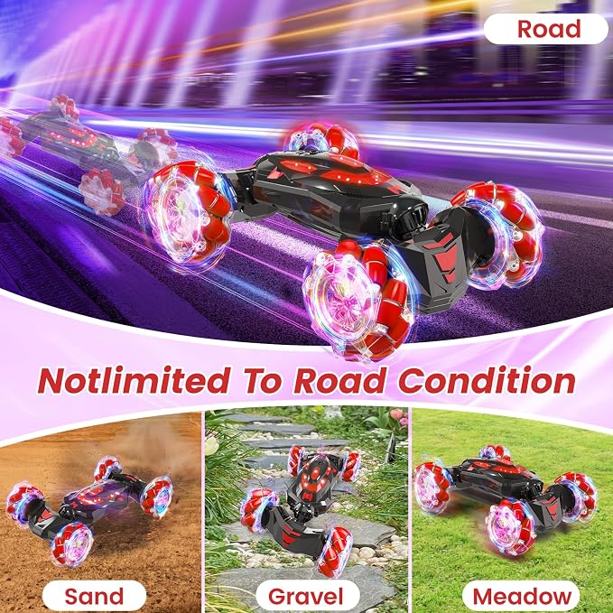 Gesture Sensing RC Stunt Car,Remote Control Car Toys for Ages 8-12,Drift Cars with Lights Music,4WD 360° Spins All Terrains Kids Toys RC Cars, 5-12 Best Birthday Gift for Kids