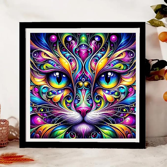 Paint by Numbers for Adults and Kids Beginner, Animal Cat Painting by Number Kits On Canvas, Number Artist Paint by Number Kit DIY Oil Painting Acrylic Paints, Home Wall Decor Gift 13.78X13.78 inch