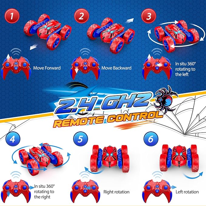Excitobo Remote Control Car,RC Cars Boys Toys for 3 4 5 6 7 8 9 10 11 12 Year Old Boy Double Sided 360°Flip 4WD Rechargeable Drift RC Race Car Birthday Gifts Easter Basket Stuffers for Kids Age 3-12