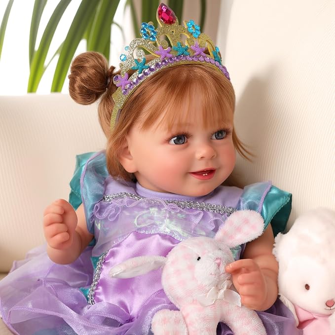 BABESIDE Lifelike Reborn Baby Dolls Dara - 18 Inch Realistic-Newborn Baby Doll Brown Hair Girl Handmade Real Life Dolls with Clothes and Toy Accessories Gift for Kids Age 3+