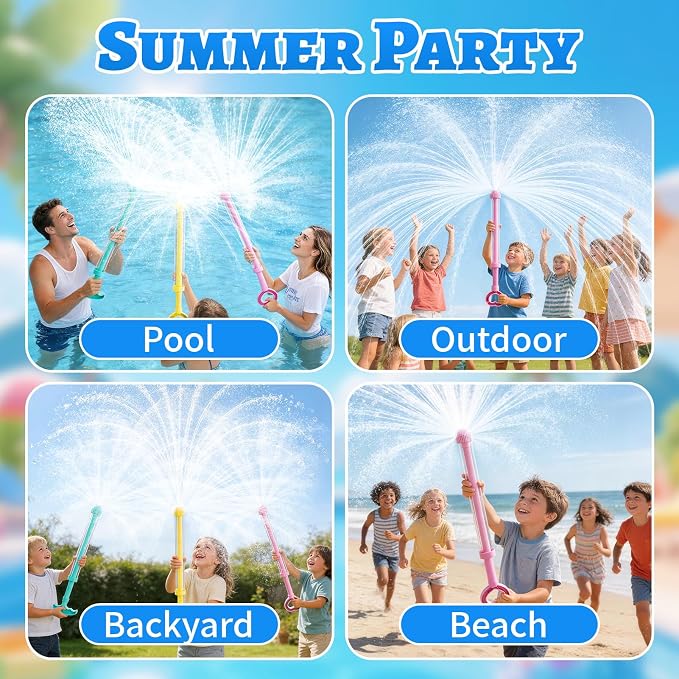 Firework Spray Water Blaster, 8 Pack Pull Out Squirt Gun Water Soaker Toys, Watergun Bulk for Pool Party Summer Outdoor Water Games, Water Blaster Toys for Kids Adults
