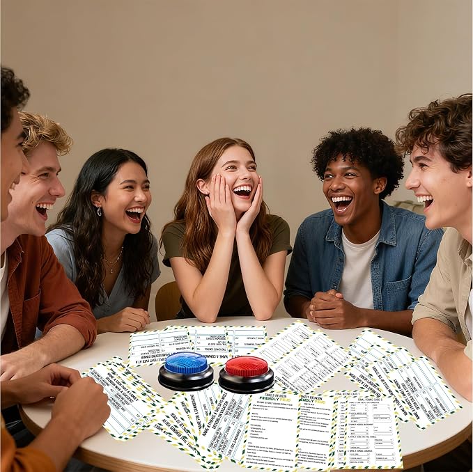 Family Friendly Feud Card Game with 2 Answer Buzzers,Family Reunion Game Night Fun Trivia Quiz for Holiday Gathering Party Office Class Groups Team Building