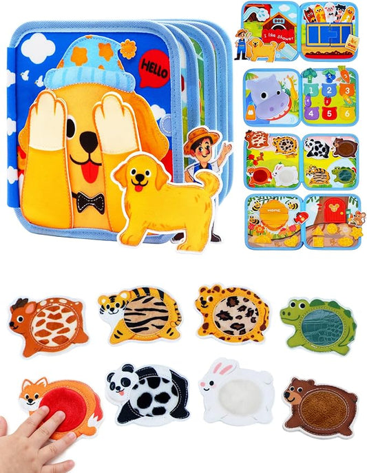 BizyKoady Montessori Busy Book for Toddlers 1-3, Felt Busy Board Dog Theme | Montessori toys, learning activity, Travel Toys, Fine motor, Independent quiet play, Soft felt, Boy Girl gift, CPC 12m+