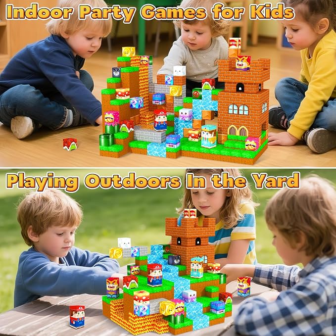 ORZbb Magnetic Blocks Building Games Kids Toys for 3 4 5 6 7 8 9 10 11 12 13 Year Old Boys Girls, Magnetic Cubes Montessori Sensory Toys for Ages 3+ Travel Party Christmas Birthday Gifts