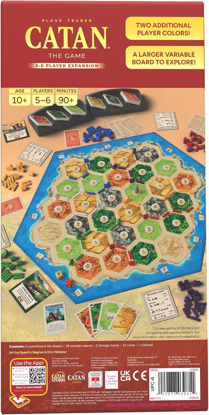 CATAN 5-6 Player Board Game Expansion (6th Edition) Strategy Game ADD-ON, Requires the CATAN Base Game (Sold Separately), Ages 10+, 5-6 Players, 90+ Minute Playtime