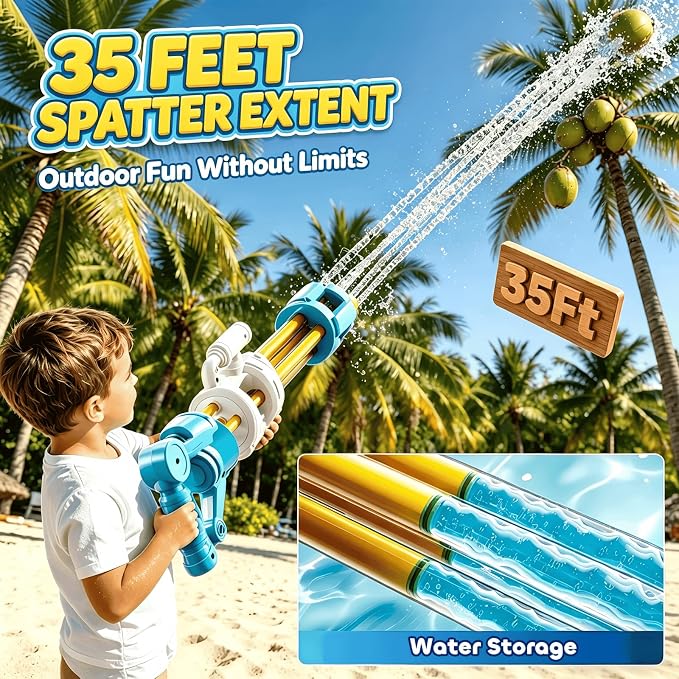 2 Pack Water Guns for Kids, Soaker Squirt Water Gun Toys, Beach Backyard Party Play Game Activities, Outdoor Swimming Water Pool Guns Birthday Gifts Toy for Kid Adults Ages 4-8 8-12 Boys Girls