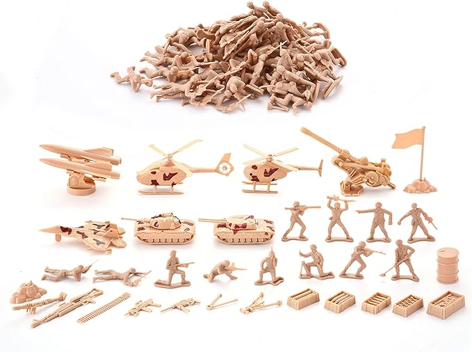 JOYIN 164 Piece Military Soldier Playset Army Men Play Bucket Army Action Figures Battle Group Deluxe Military Playset, Aircrafts, Helicopters, Tanks with Bucket, Birthday Gifts for Boys 3 4 5 6 7 8