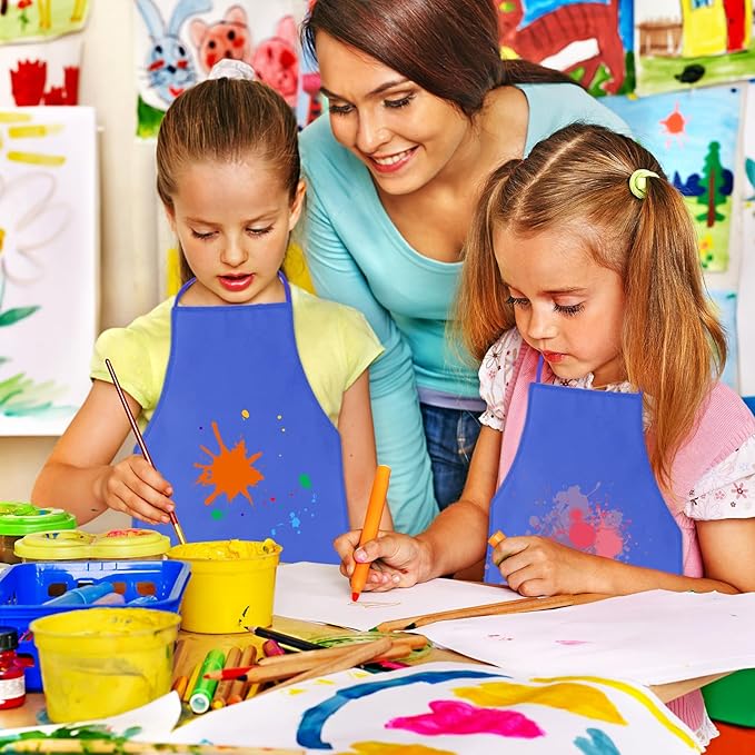 KUUQA 16/24/30/36/40Pcs Kids Apron Painting Aprons for Kids, Kids Paint Apron Art Smock for Classroom Painting Party Supplies