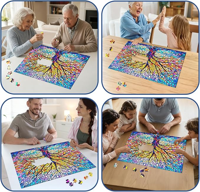 Tree of Life Mosaic Puzzles for Adults 1000 Pieces,Challenging Jigsaw Puzzles for Adults 1000 Pieces,Hard Difficult Impossible Puzzle for Family Game Night,Puzzle with Letters on Back Games