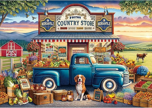 Rocorose 500 Pieces Puzzle for Adults, Countryside Landscape Puzzle Challenging Country Store Jigsaw Puzzles Holiday Party Gift Farm Home Decor Perfect for Game Nights