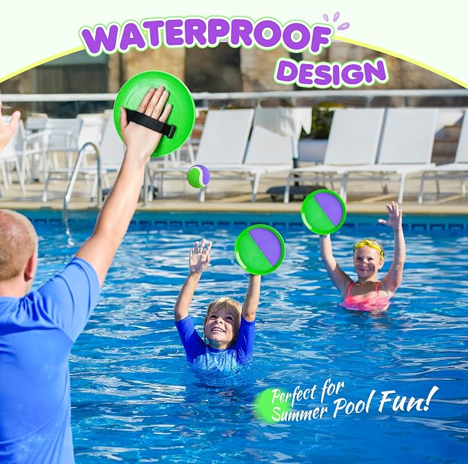 TEILLNET Toss and Catch Ball Set Upgraded - Beach Toys Outdoor Games Baseball Games - Sturdy & Water-Resistant for Pool Yard - Classic Gift for Toddlers Kids Boys Girls 3 4 5 6 7 8 9 10 11 12+ Years