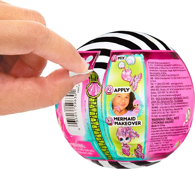LOL Surprise Mermaids Makeover Magic Tots with DIY Wearable Lip Gloss Makeup for You and Your Doll, Fun Water Play, Gift for Kids Ages 4+ (Pack of 2)