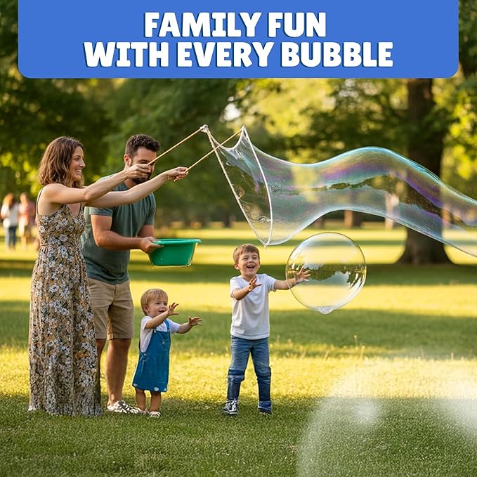 Giant Bubble Solution | Giant Bubble Wand | 100% Kids Safe Refill Solution Powder for All Bubble Toys, Wands and Outdoor Family Fun, Makes 1792 OZ - 14 Gallons