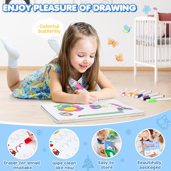 URMYWO Montessori Preschool Busy Book for Toddlers Ages 3-5, Preschool Learning Activities with Tracing, Matching & Coloring, Travel Activity Learning Book for Car Rides and Quiet Time
