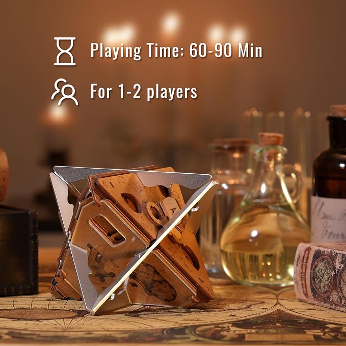 PUZZLE POTATO Anti-Gravity Puzzle Box - 3D Brain Teaser Puzzle for Adults - Wooden Treasure Chest - Money Puzzle Box for Cash Gift - Escape Room Game (Metal)