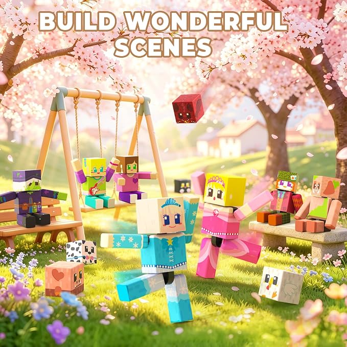Magneverse 20 Pcs Magnetic Action Figures Playset - Magnetic Building Blocks, Magnet Cubes and Rotatable Figures Character Toys for Kids, Birthday Gift for 6+ Year Old Boys Girls (Patent Pending)
