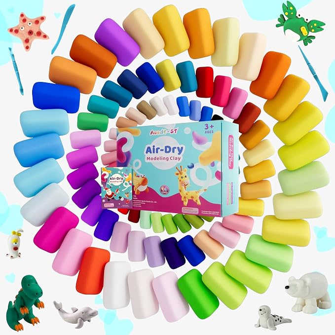 Aestd-ST Air Dry Clay 90 Colors, Modeling Clay for Kids, DIY Magic, Molding Clay Kit with Sculpting Tools, Non-Sticky Soft and Super Light, Arts and Crafts Gift for Boys Girls Kids
