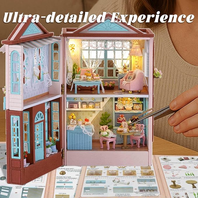 Flever Dollhouse Miniature DIY House Kit Creative Room with Furniture for Romantic Valentine's Gift (Manxing Dessert Shop)