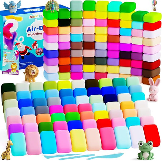 Air Dry Clay 156 Colors, Modeling Clay for Kids, Magic Clay, DIY Molding Clay Kit with Sculpting Tools, Soft and Non-Sticky, Arts and Crafts Gift for Boys Girls Kids