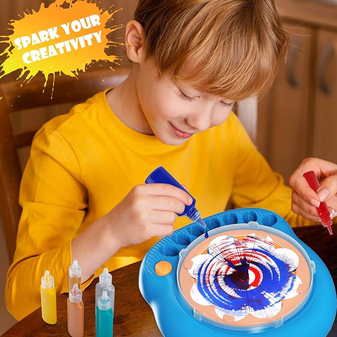 Spin Art Machine for Kids, Paint Spinner Arts and Crafts Kit with 7 Washable Paints & 36 Art Boards, Painting Art Kits for Boys Girls Ages 4 5 6 7 8 9 10 11 12, Birthday Gift