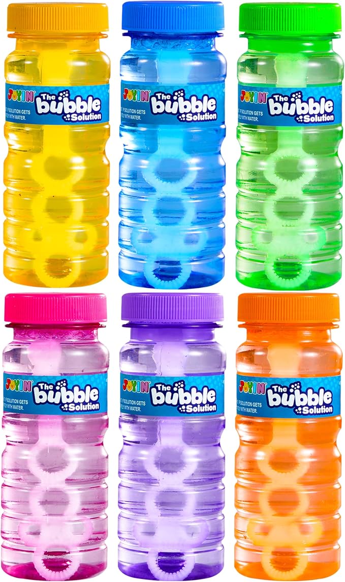JOYIN Bubble Bottles 6 PCS (4oz Solution), Bubbles for Toddlers, Blow Bubbles Solution Wand Bulk for Party Favors for Kids, Toddler Summer Outdoor Toys Gift for Kids (6)