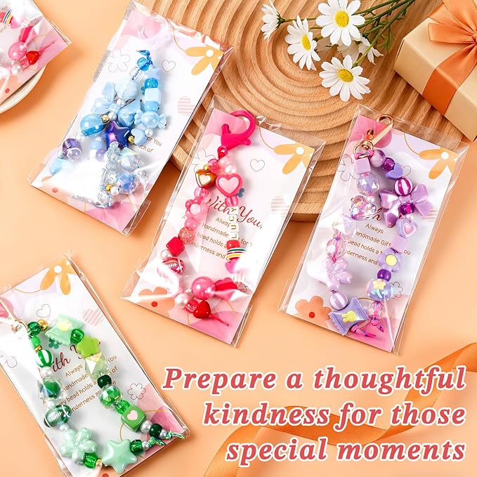 TOHONGADON 1812 Pcs Bead Keychain Making Kit, 7 Color Rainbow Beads Bag Charm Kit, Keychain Making Supplies with Beads, Great for Gifts, Festival, Party, Activity