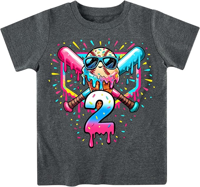 Lovekider 2-5 Years Birthday Boy Shirt Construction Party T-Shirts Excavator Cotton Short Sleeve Tee Dark Grey