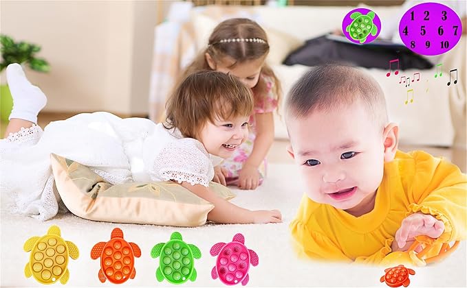 8 Packs Silicone Ocean Sea Turtle Teething Fidgets Pop for Kids,Infants Sensory Animal Shape Chew Toys