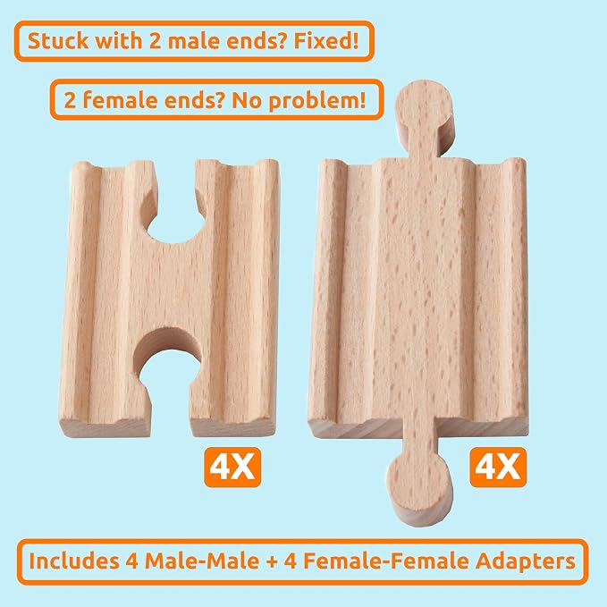 Wooden Train Tracks 68 Piece Expansion Pack Accessories with Arched Bridge, Engine Barge, Dock, Stop & Go Checkpoint, Signal Pole, Cross Track Compatible with Thomas, Brio Wooden Railways ORBRIUM