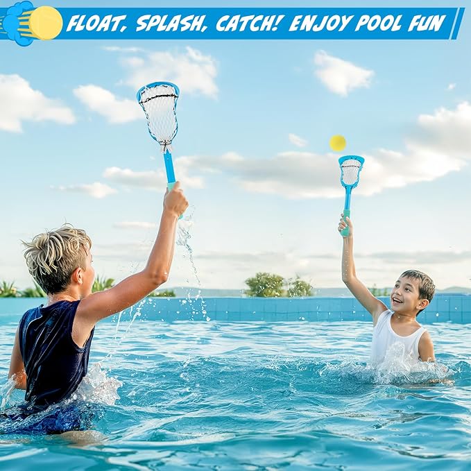 Foayex Adjustable Kids Lacrosse Stick, Outside Toys for Pool Beach Yard, Toddler Mini Water Lacrosse Set with Ball, Lacrosse Gifts for 3 4 5 6 7 8 Year Old Boys Girls, Outdoor Games for Kids Ages 4-8