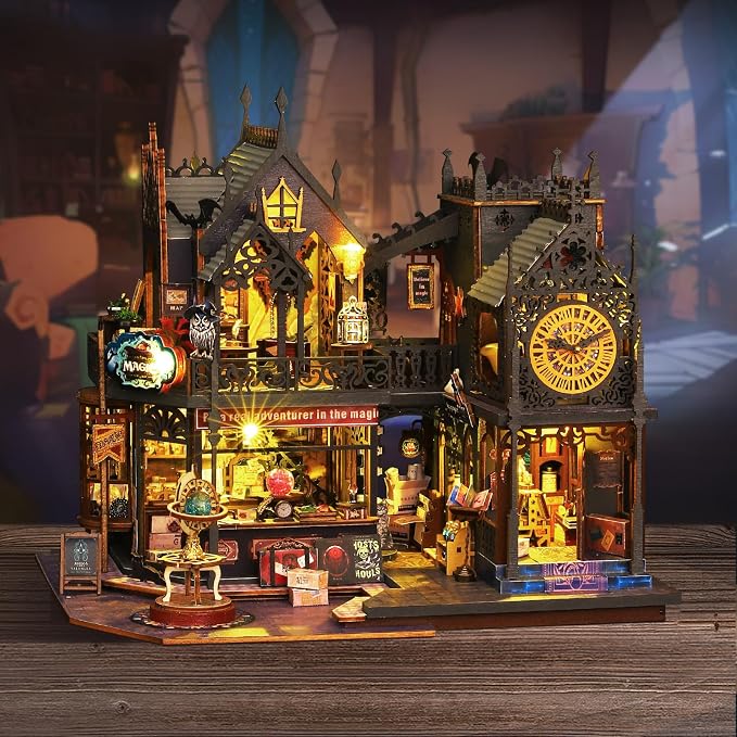 Miniature Dollhouse Kits, Tiny House Kit and Light, Doll House Kits for Adults to Building, Unique Gift for Birthday Christmas Day, Time Castle