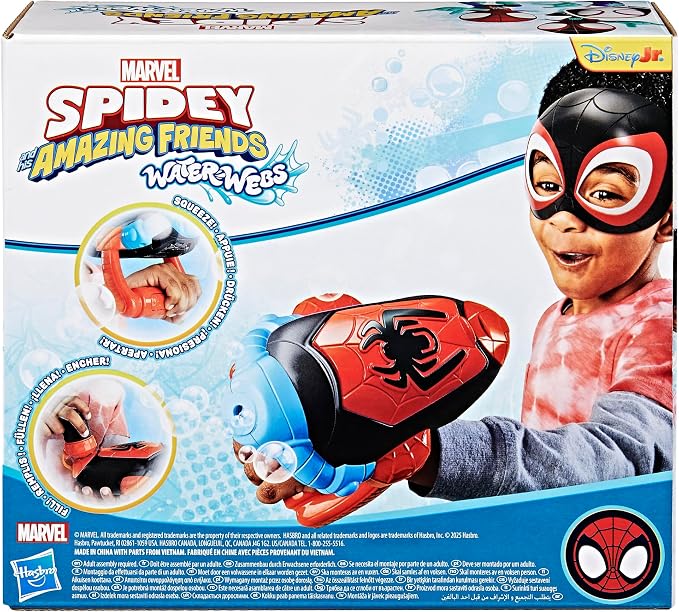 Spidey and his Amazing Friends Marvel Water-Webs Miles “Spin” Morales Electronic Bubble Slinger Role Play Set with Mask, Super Hero Toys for Kids, Ages 3+ (Amazon Exclusive)